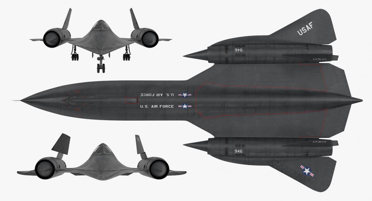 3D Lockheed SR-71 Blackbird Rigged