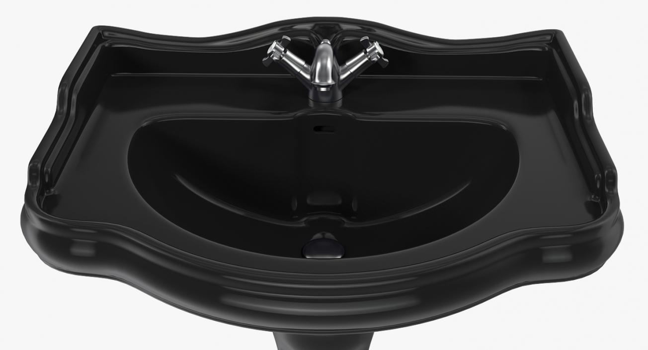 3D Classic Pedestal Bathroom Sink Black