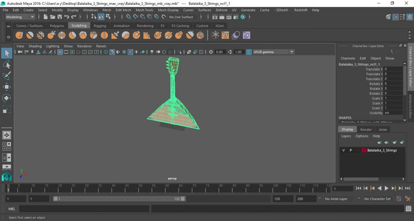 Balalaika 3 Strings 3D model
