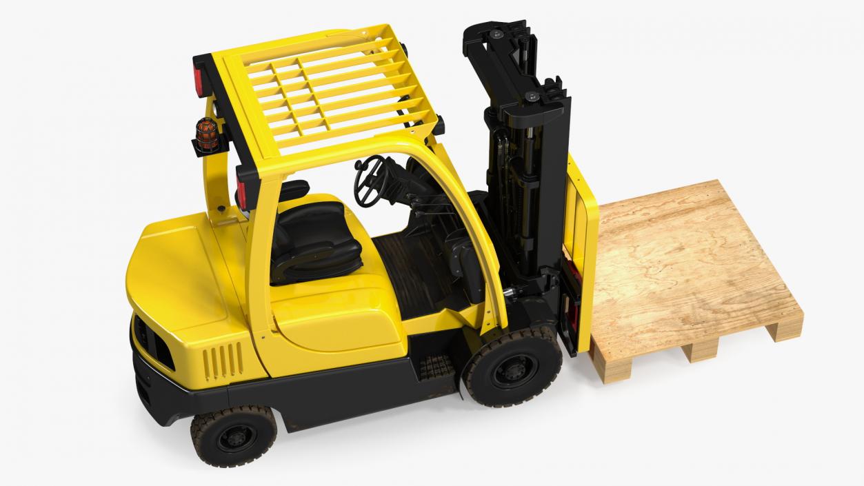 3D Industrial Forklift with Wooden Pallet model