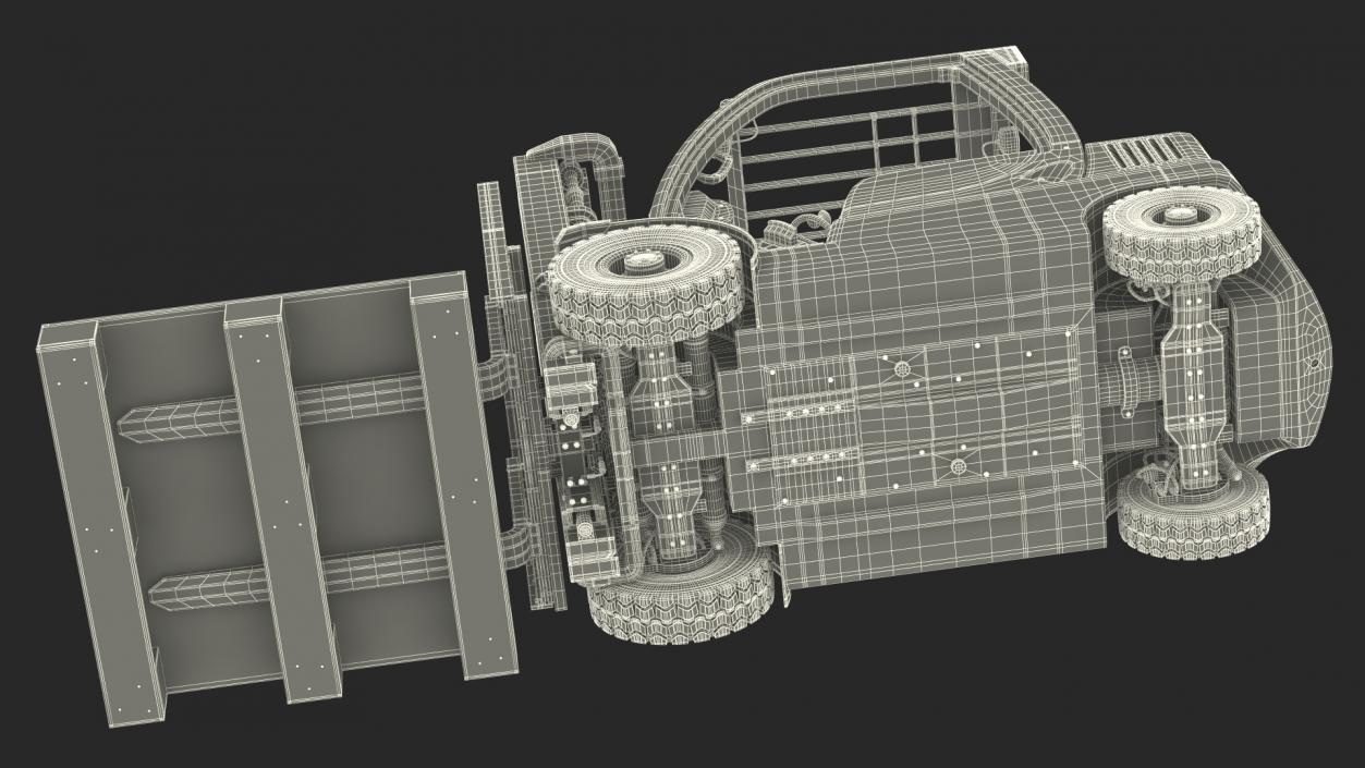 3D Industrial Forklift with Wooden Pallet model