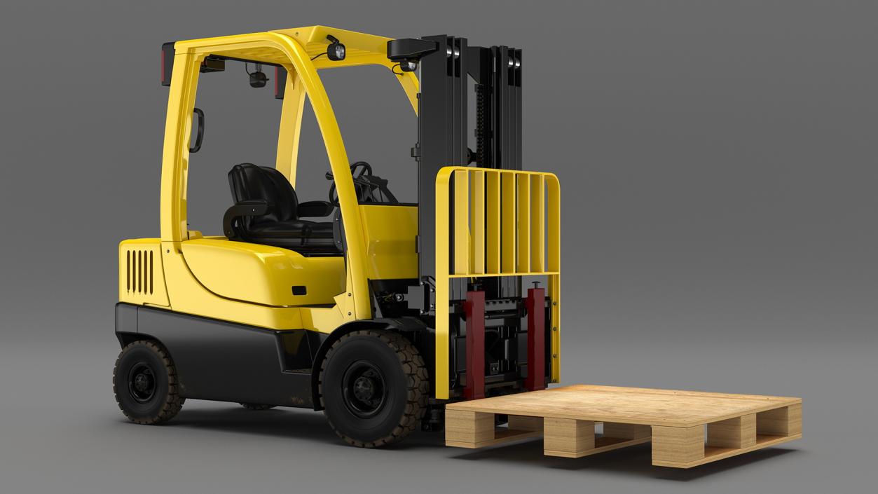 3D Industrial Forklift with Wooden Pallet model