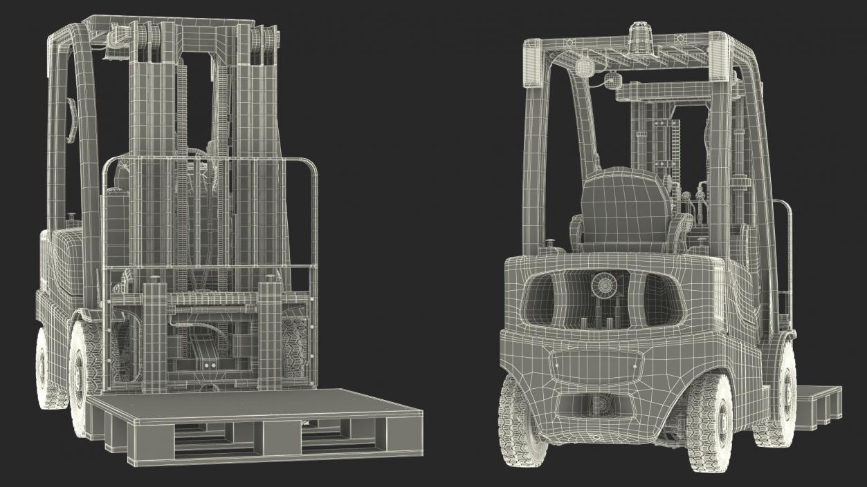 3D Industrial Forklift with Wooden Pallet model