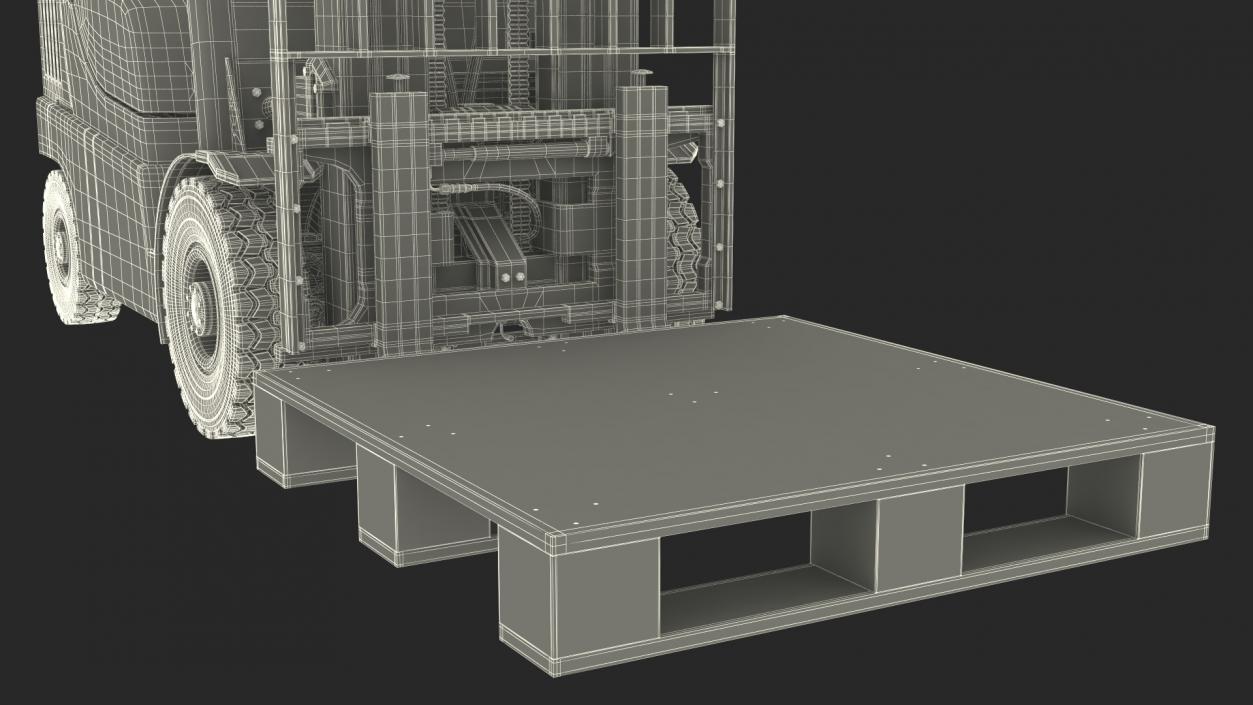 3D Industrial Forklift with Wooden Pallet model