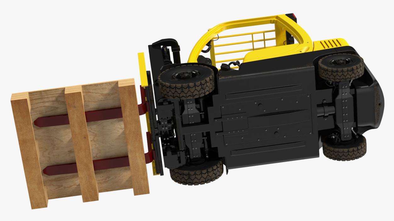 3D Industrial Forklift with Wooden Pallet model