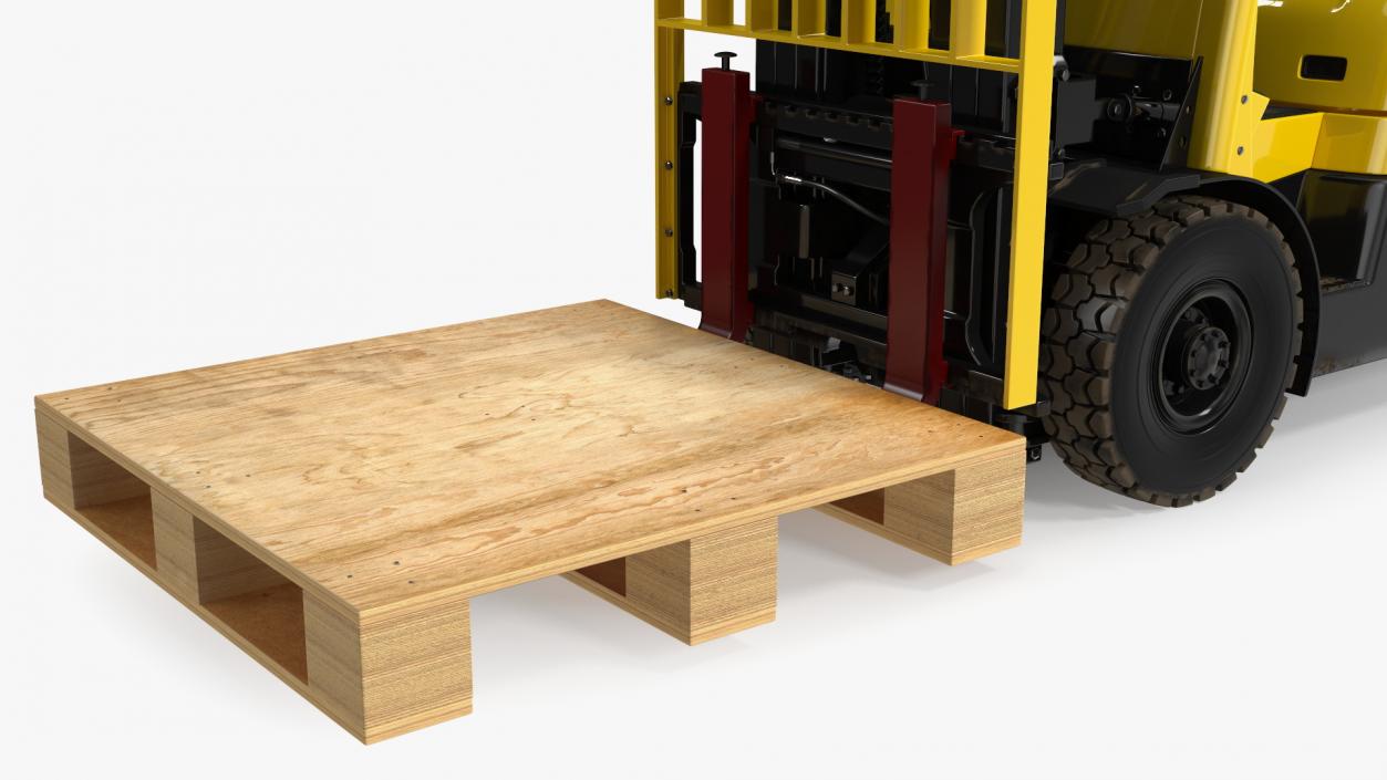 3D Industrial Forklift with Wooden Pallet model