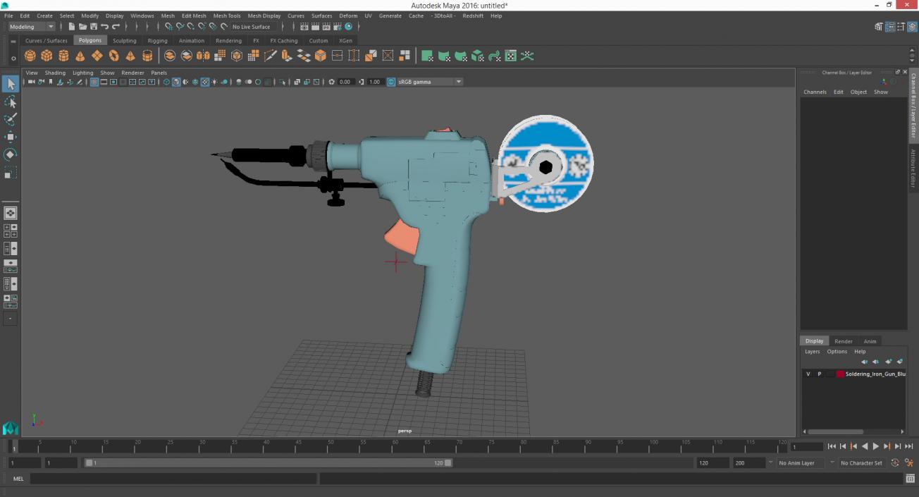 3D Soldering Iron Gun Blue model