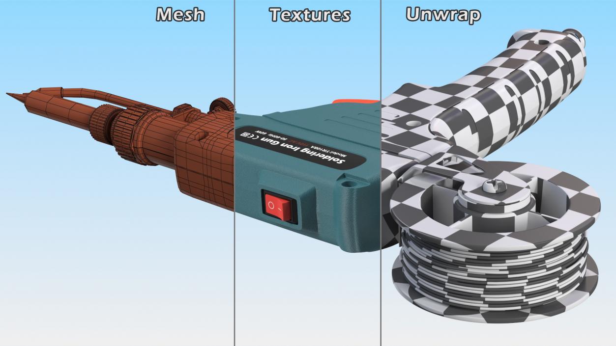 3D Soldering Iron Gun Blue model