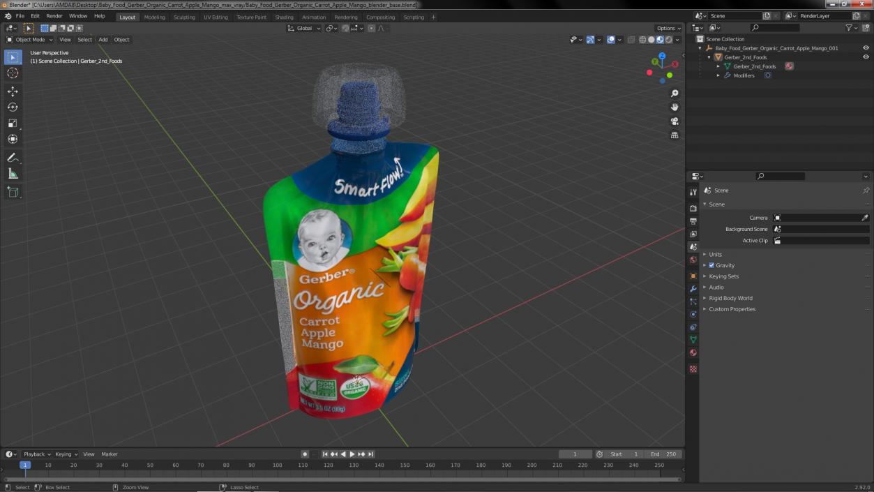 3D Baby Food Gerber Organic Carrot Apple Mango model