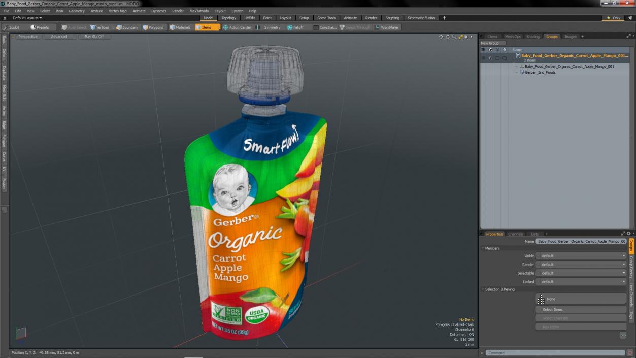 3D Baby Food Gerber Organic Carrot Apple Mango model