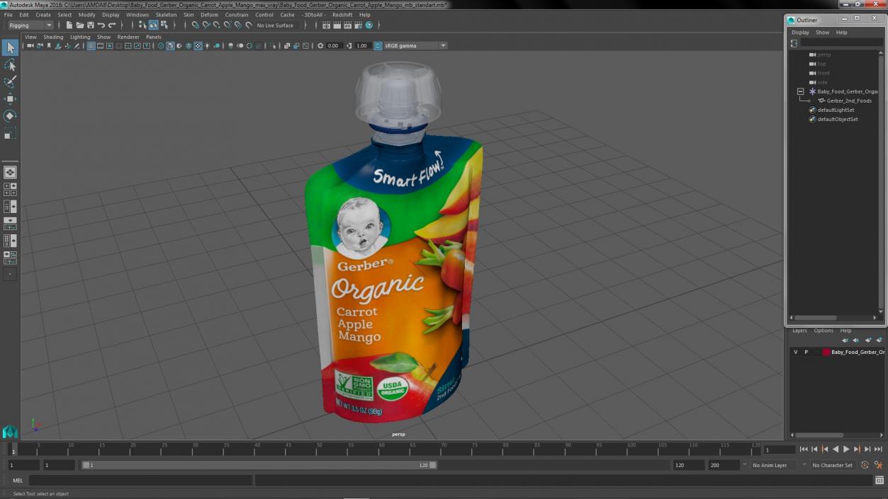 3D Baby Food Gerber Organic Carrot Apple Mango model