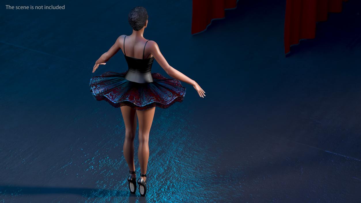 3D Dark Skinned Black Ballerina Neutral Pose