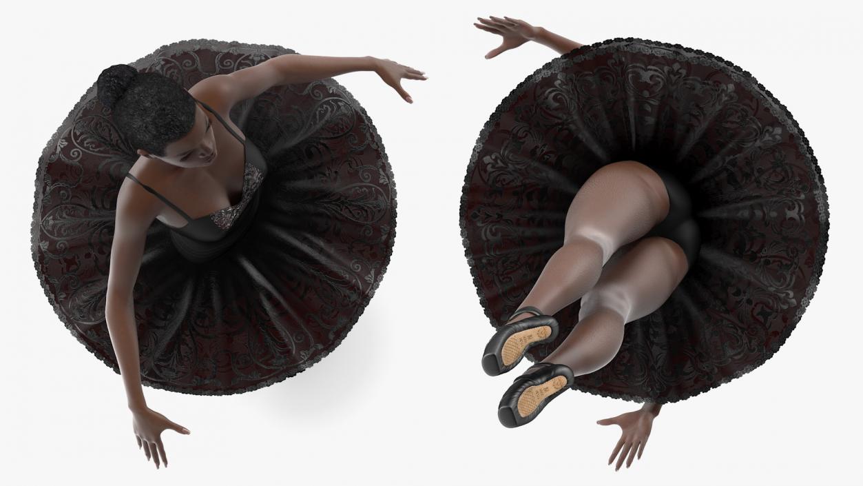 3D Dark Skinned Black Ballerina Neutral Pose