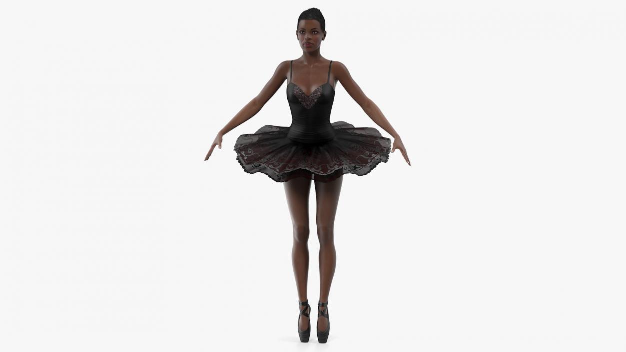 3D Dark Skinned Black Ballerina Neutral Pose