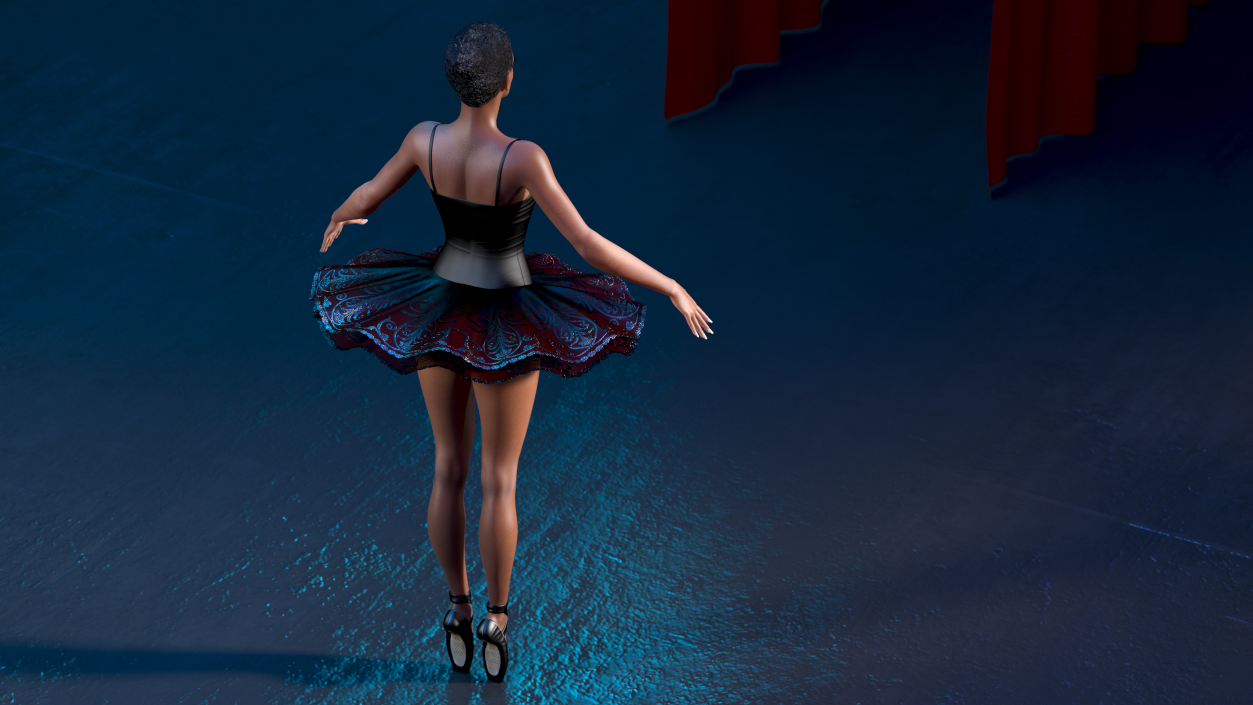 3D Dark Skinned Black Ballerina Neutral Pose