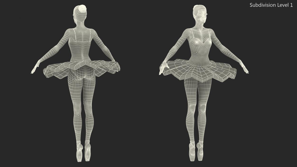 3D Dark Skinned Black Ballerina Neutral Pose