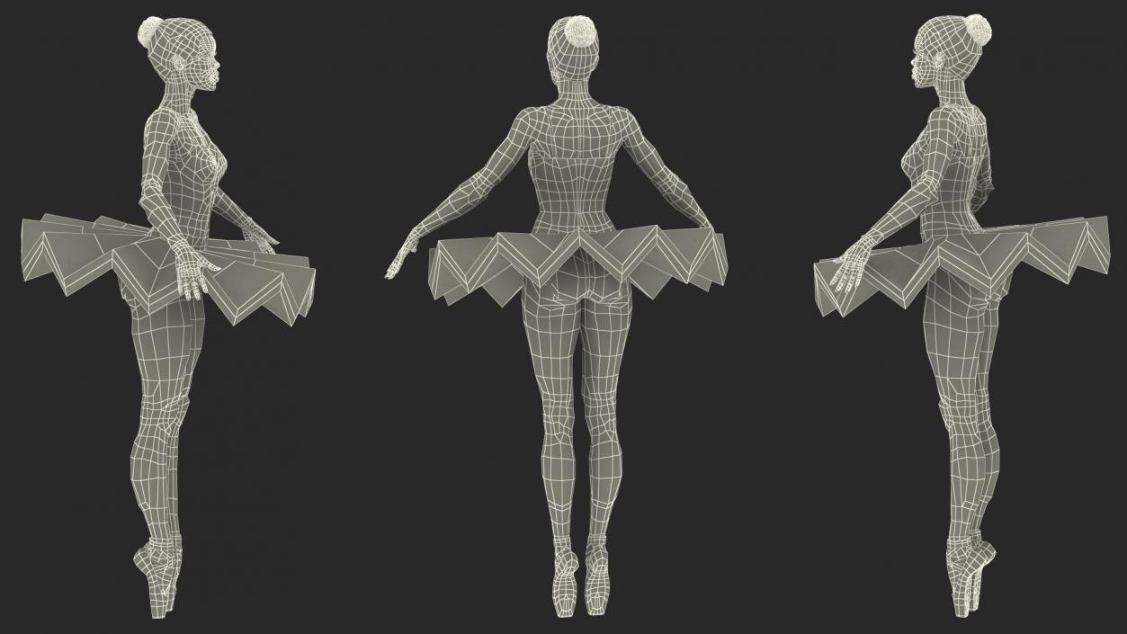 3D Dark Skinned Black Ballerina Neutral Pose