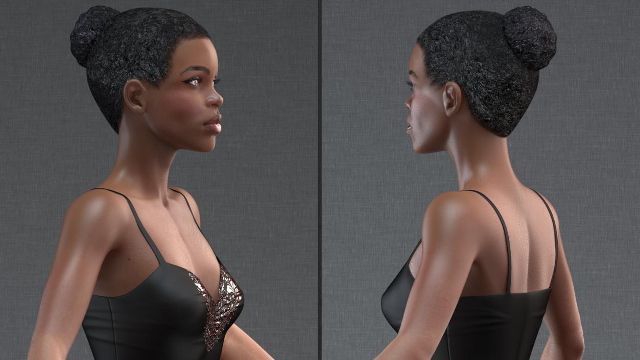 3D Dark Skinned Black Ballerina Neutral Pose