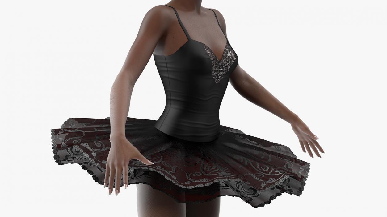 3D Dark Skinned Black Ballerina Neutral Pose