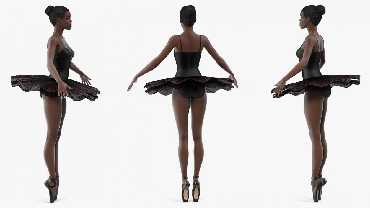 3D Dark Skinned Black Ballerina Neutral Pose