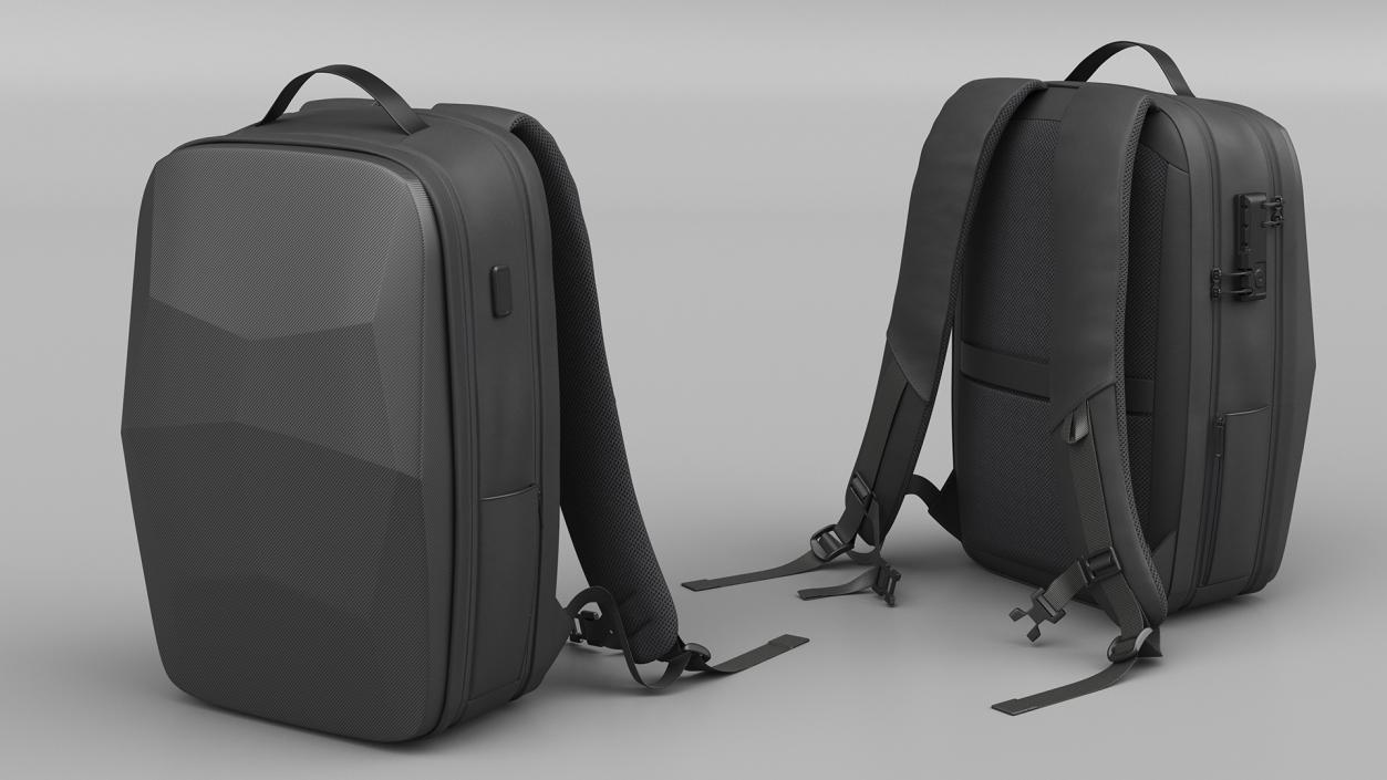 Waterproof Laptop Backpack Black 3D