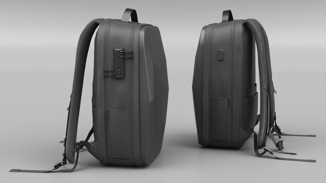 Waterproof Laptop Backpack Black 3D