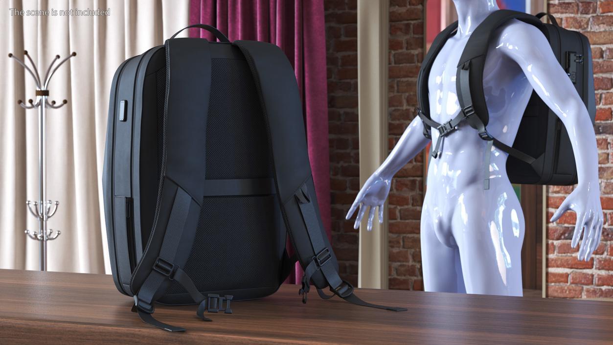 Waterproof Laptop Backpack Black 3D