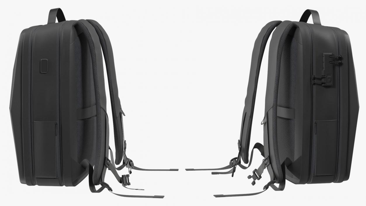 Waterproof Laptop Backpack Black 3D