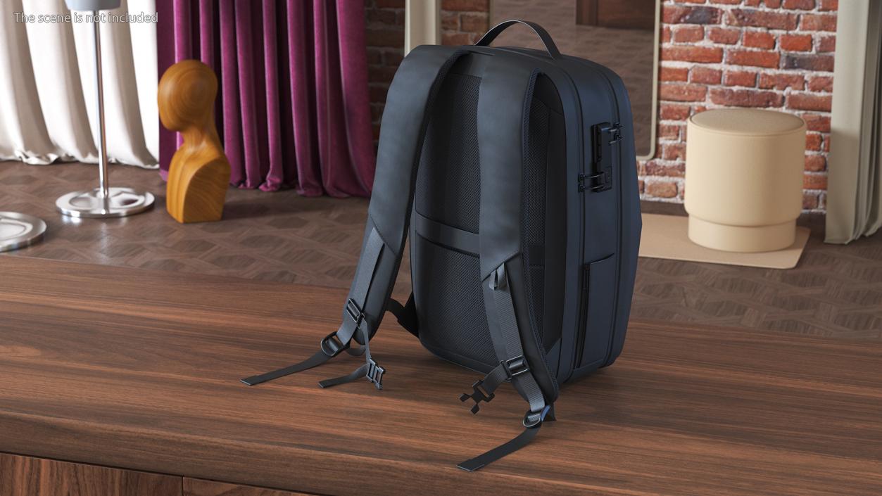 Waterproof Laptop Backpack Black 3D