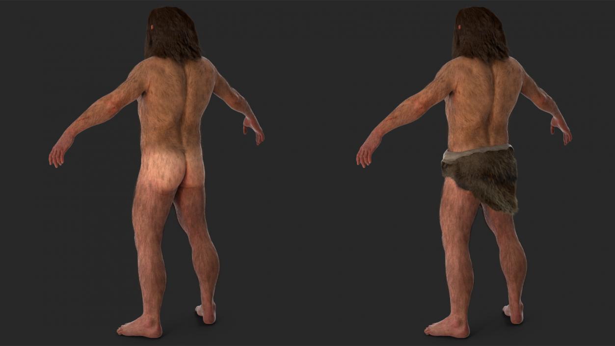 3D model Ancient Neanderthal Fur Rigged