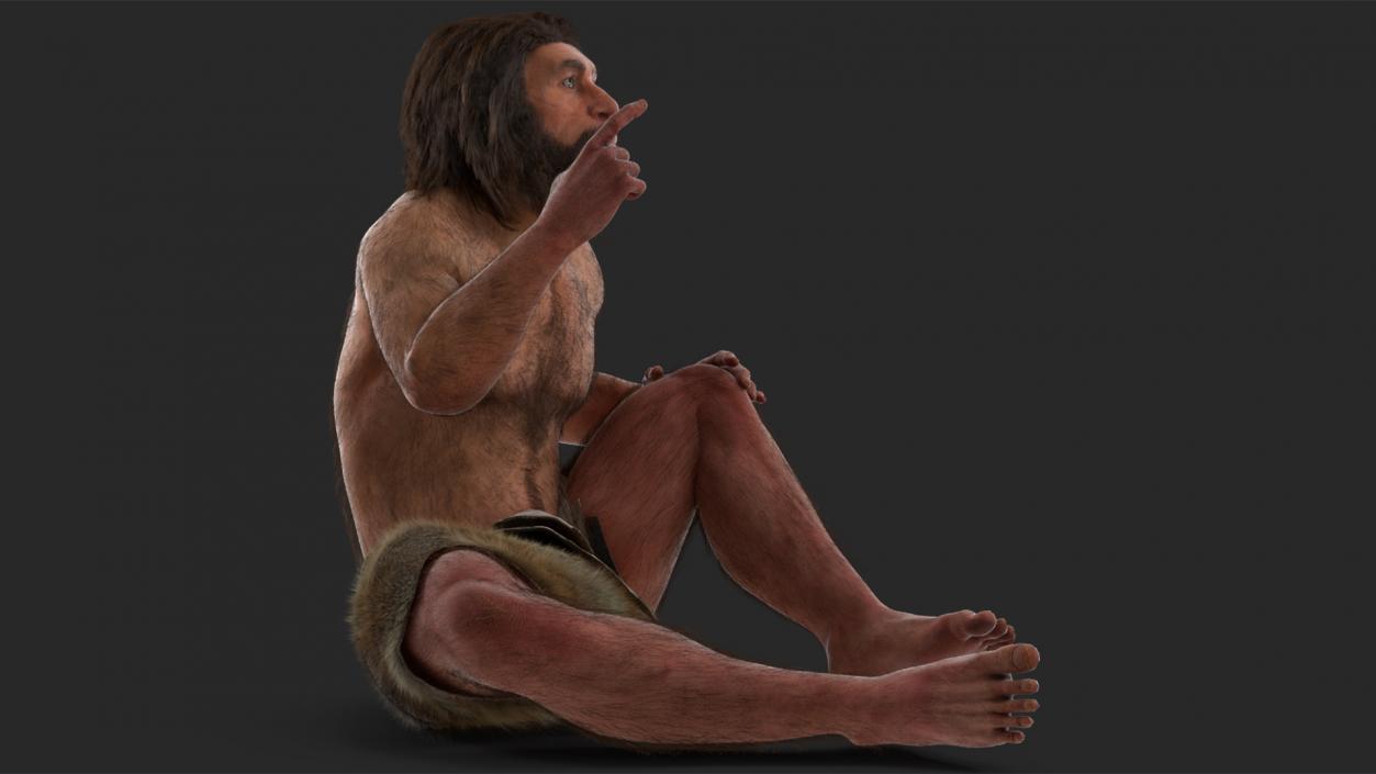 3D model Ancient Neanderthal Fur Rigged