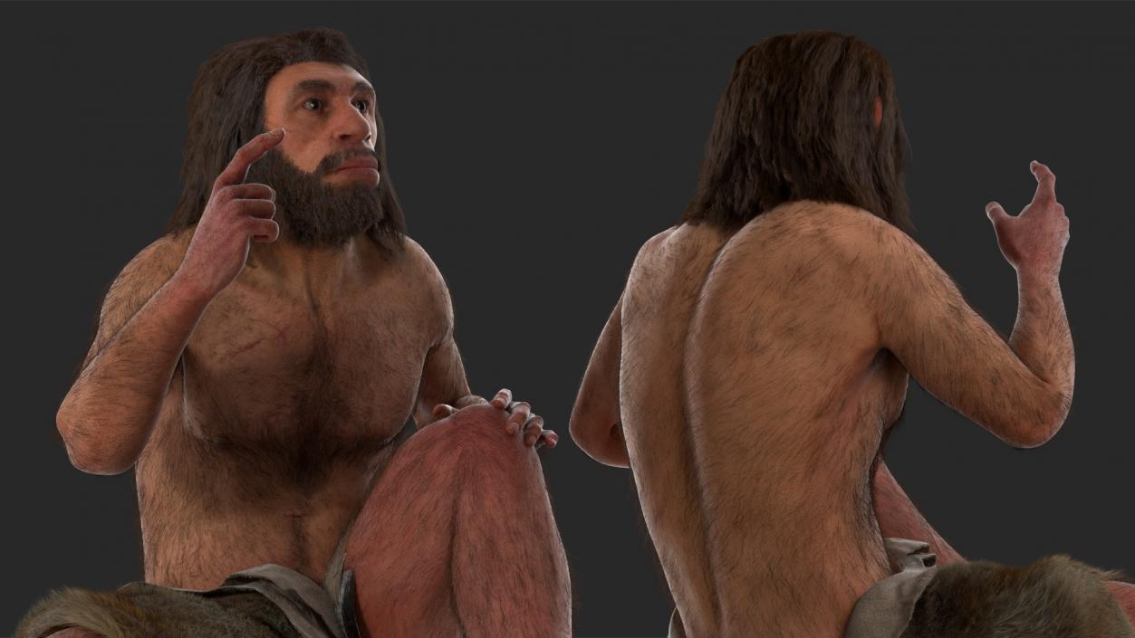 3D model Ancient Neanderthal Fur Rigged