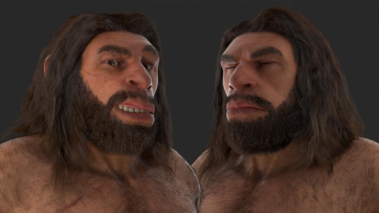 3D model Ancient Neanderthal Fur Rigged