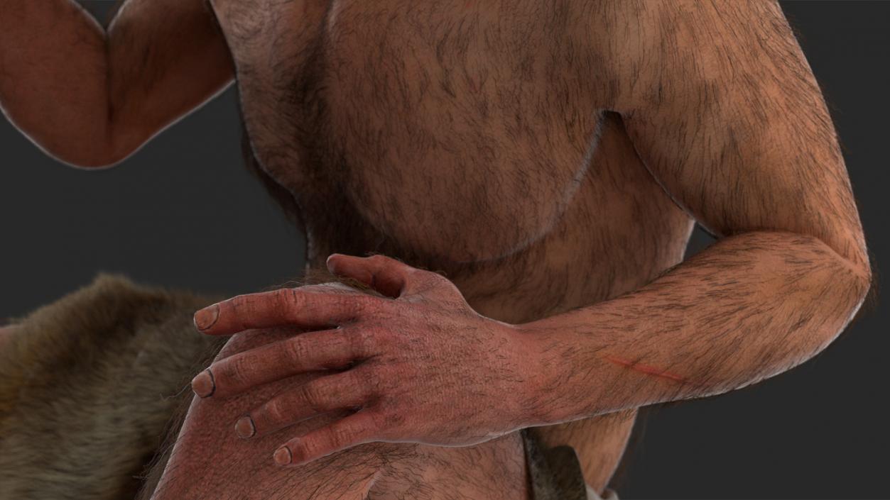 3D model Ancient Neanderthal Fur Rigged