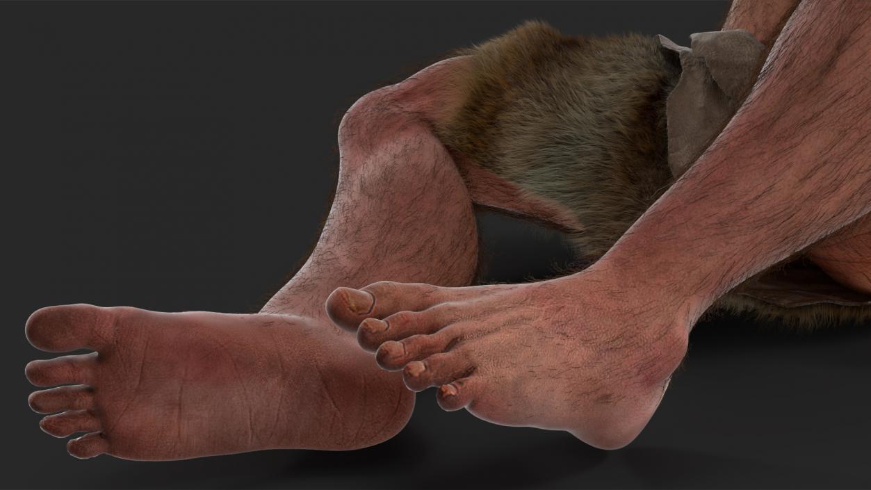 3D model Ancient Neanderthal Fur Rigged