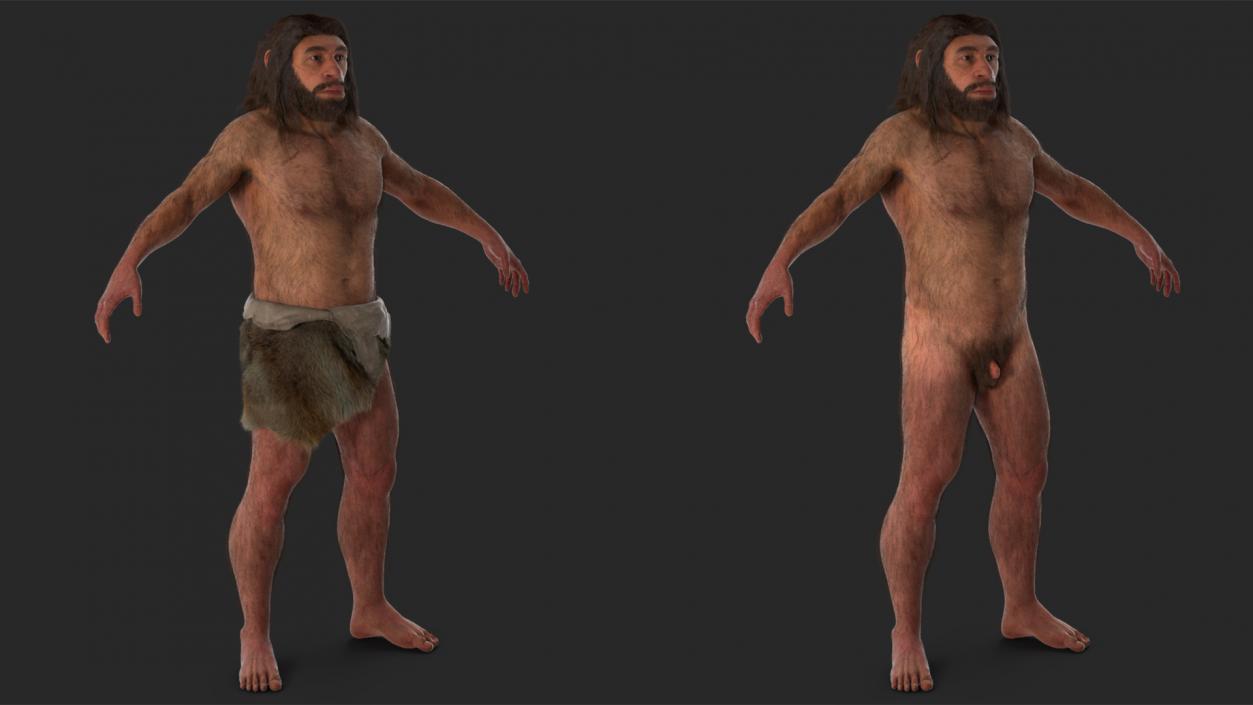 3D model Ancient Neanderthal Fur Rigged