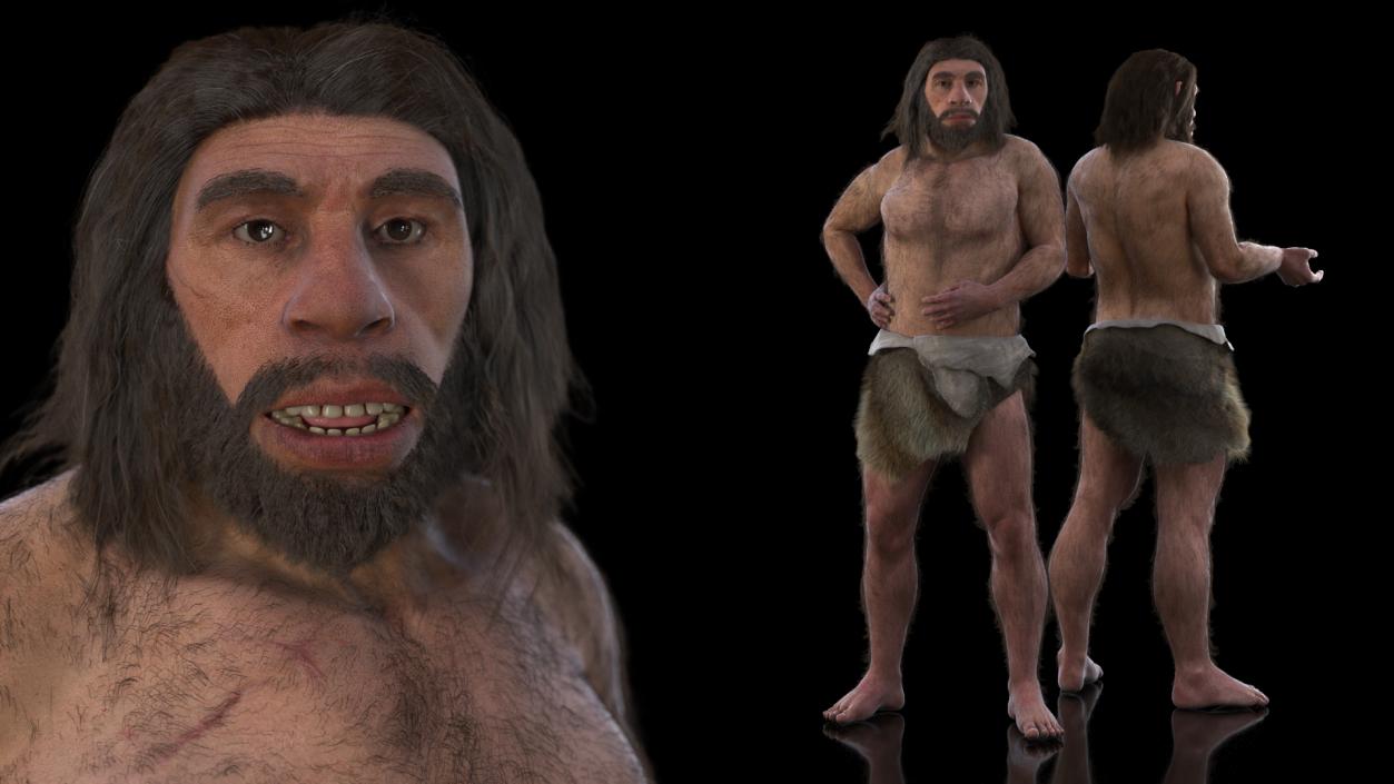 3D model Ancient Neanderthal Fur Rigged