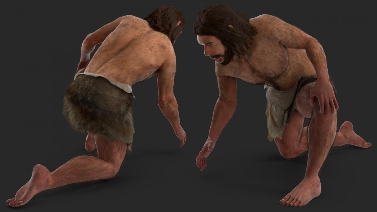 3D model Ancient Neanderthal Fur Rigged