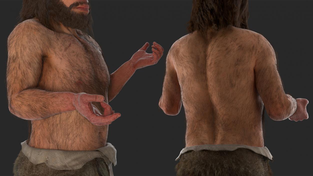 3D model Ancient Neanderthal Fur Rigged