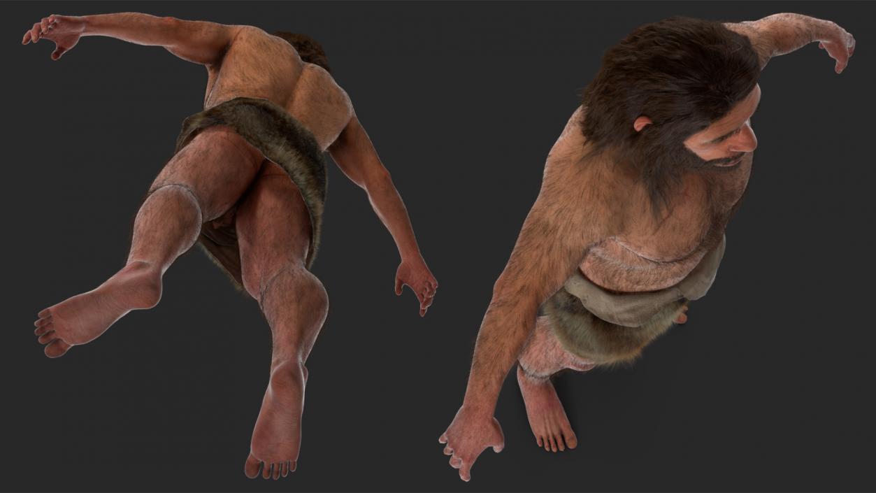 3D model Ancient Neanderthal Fur Rigged