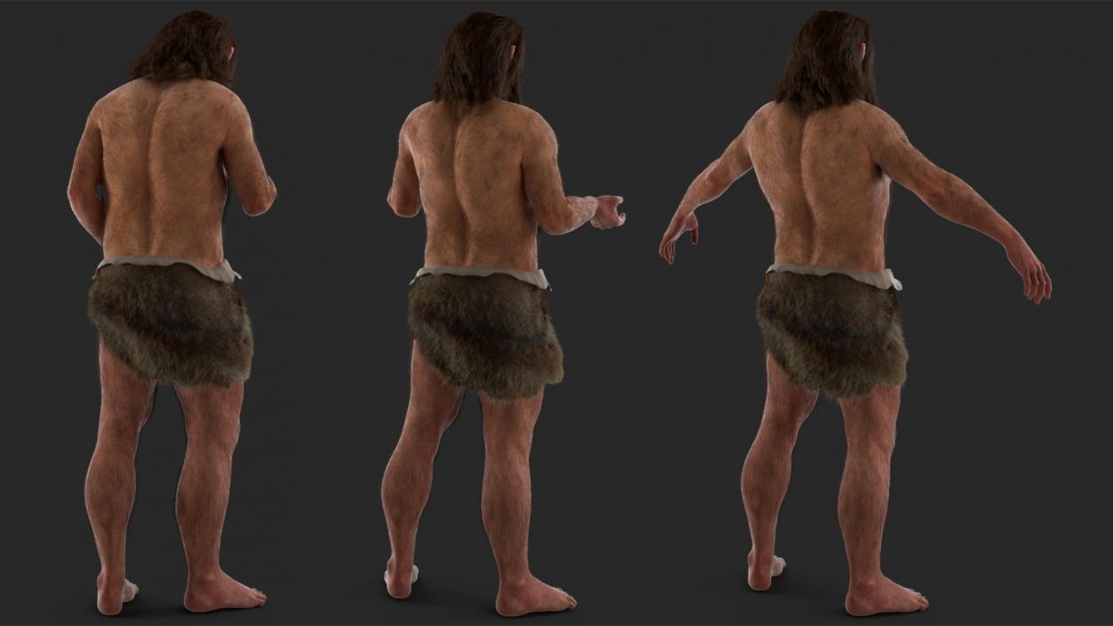 3D model Ancient Neanderthal Fur Rigged