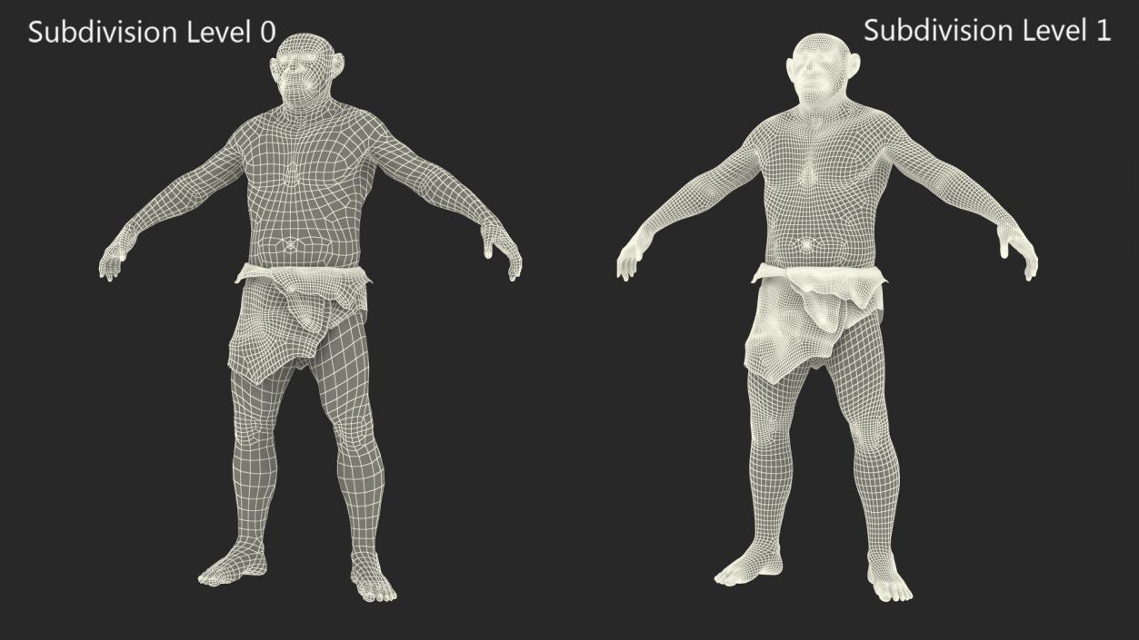 3D model Ancient Neanderthal Fur Rigged