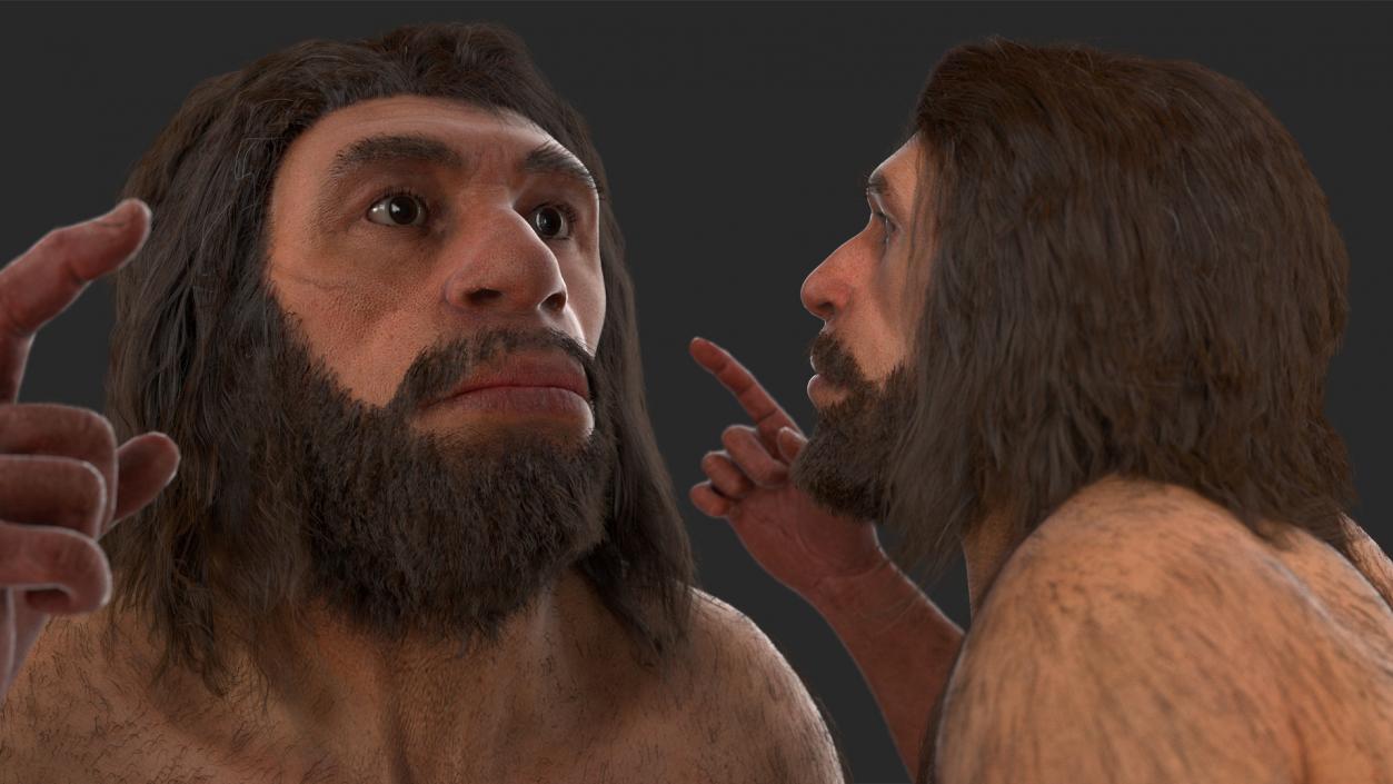 3D model Ancient Neanderthal Fur Rigged