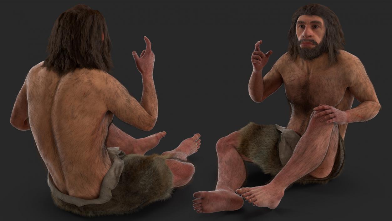 3D model Ancient Neanderthal Fur Rigged