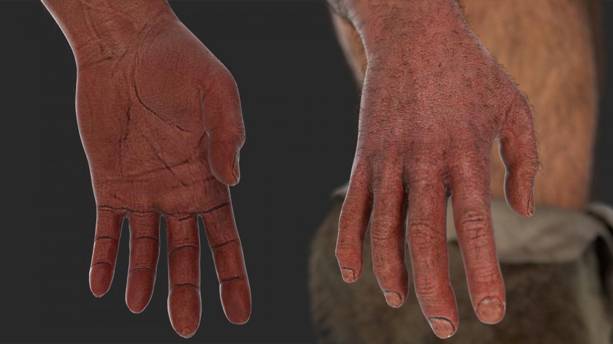 3D model Ancient Neanderthal Fur Rigged