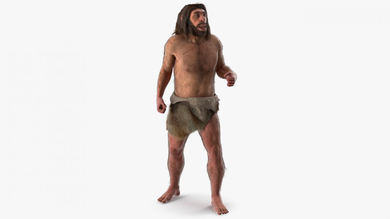 3D model Ancient Neanderthal Fur Rigged