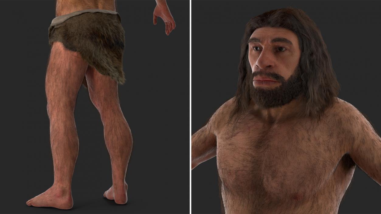 3D model Ancient Neanderthal Fur Rigged