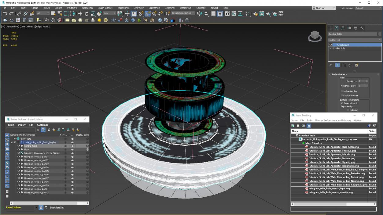 3D Futuristic Holographic Earth Display