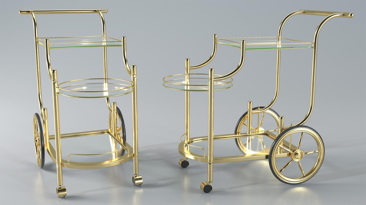 Luxury Golden Serving Trolley 3D model