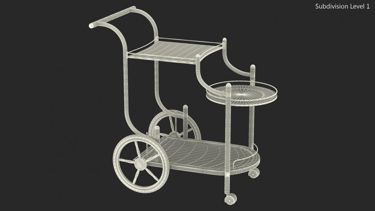 Luxury Golden Serving Trolley 3D model